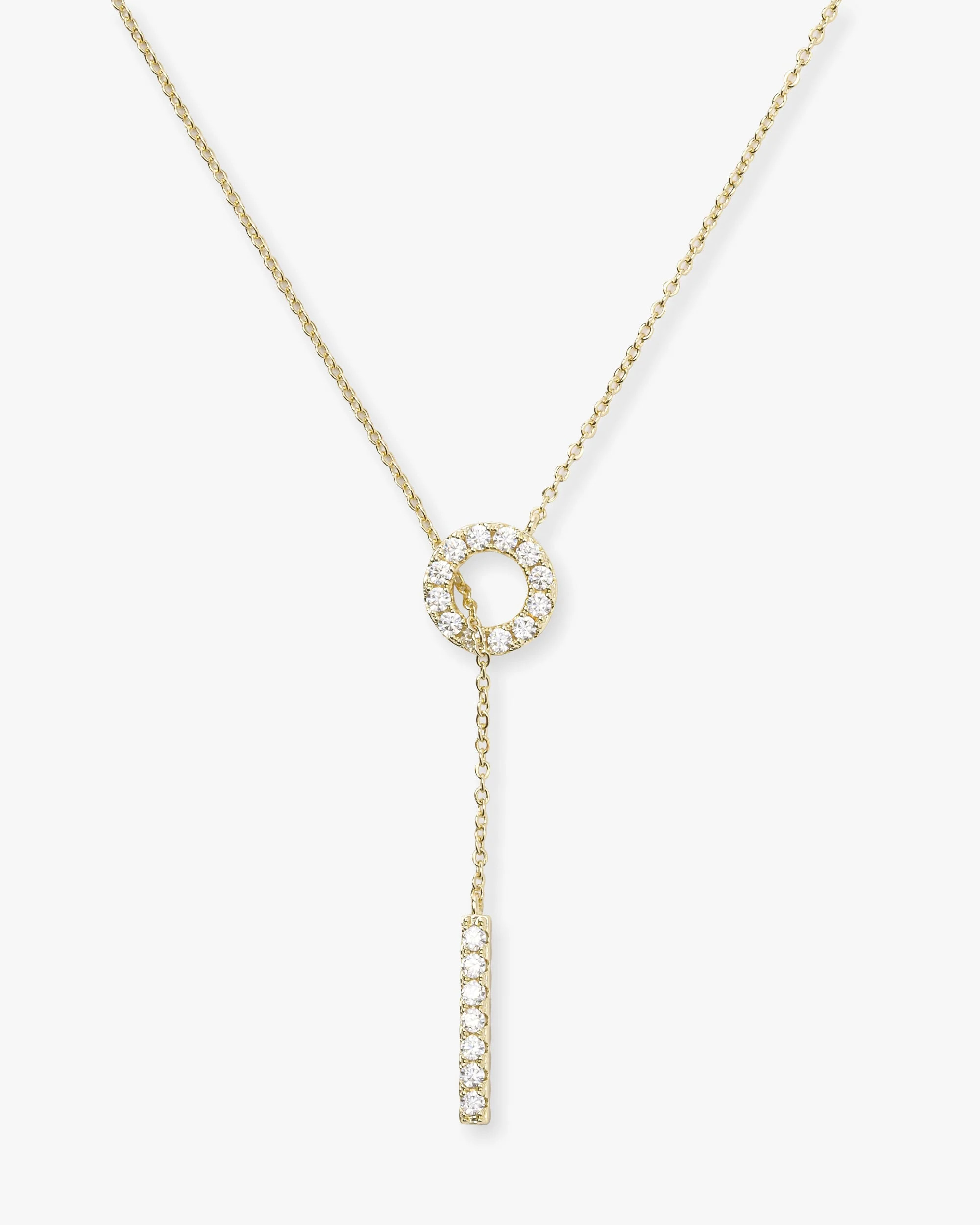 "Oh She Fancy" Lariat Necklace - Gold|White Diamondettes | Melinda Maria Jewelry