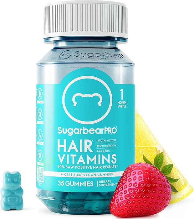 SugarBearPro Hair Vitamin Gummy 35 Day Supply, Extra Strength Biotin 6000mcg for Hair Growth, Veg... | Amazon (US)