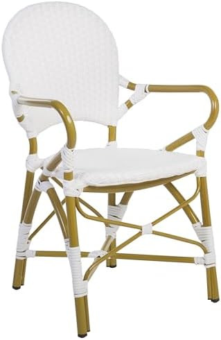 Safavieh Home Hooper White Indoor/Outdoor Rattan Stacking Arm Chair, Set of 2 | Amazon (US)