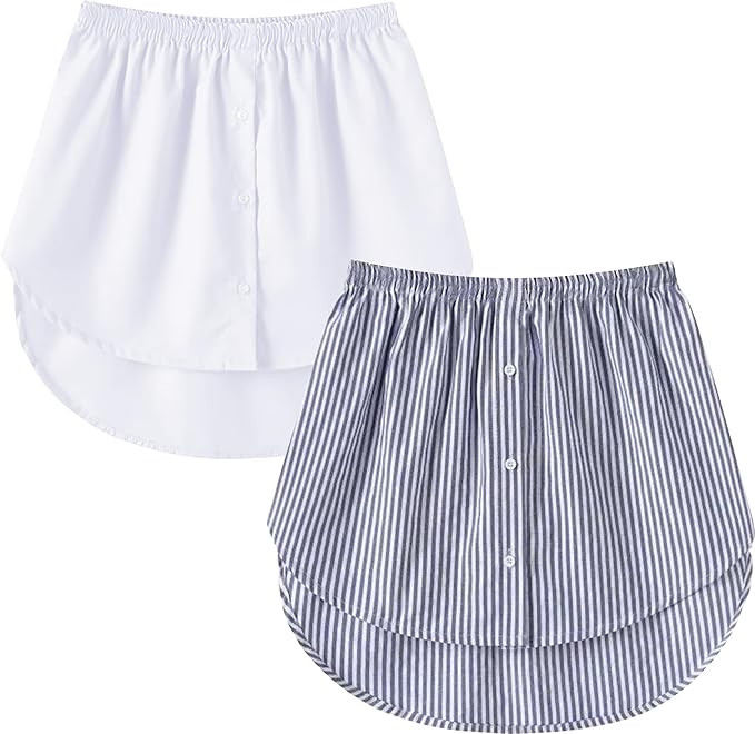 Girstunm Women's Shirt Extender Mini Adjustable Underskirt Removable Layered Sweep Shirt with But... | Amazon (US)