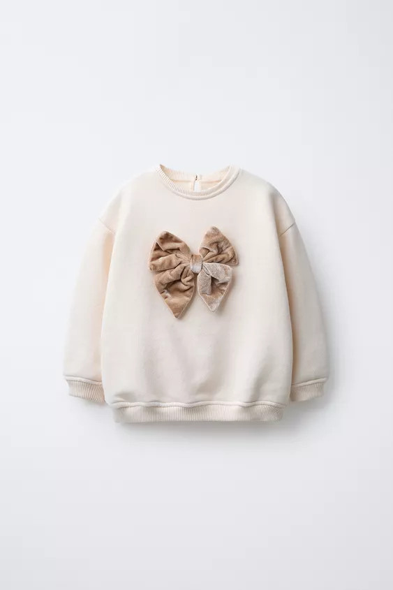 VELVET BOW SWEATSHIRT | Zara US