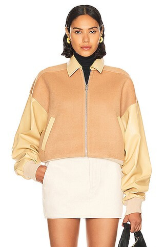 Faux Leather & Wool Blend Bomber | FWRD 