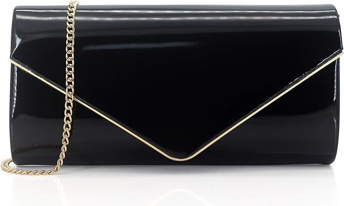 Dexmay Patent Leather Envelope Clutch Purse Shiny Candy Foldover Clutch Evening Bag for Women | Amazon (US)