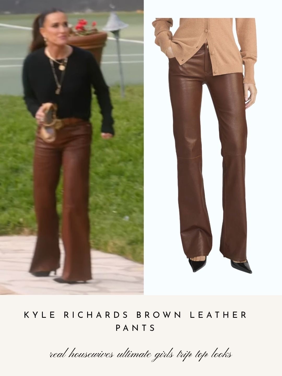 Kyle Richard’s Brown Leather Pants