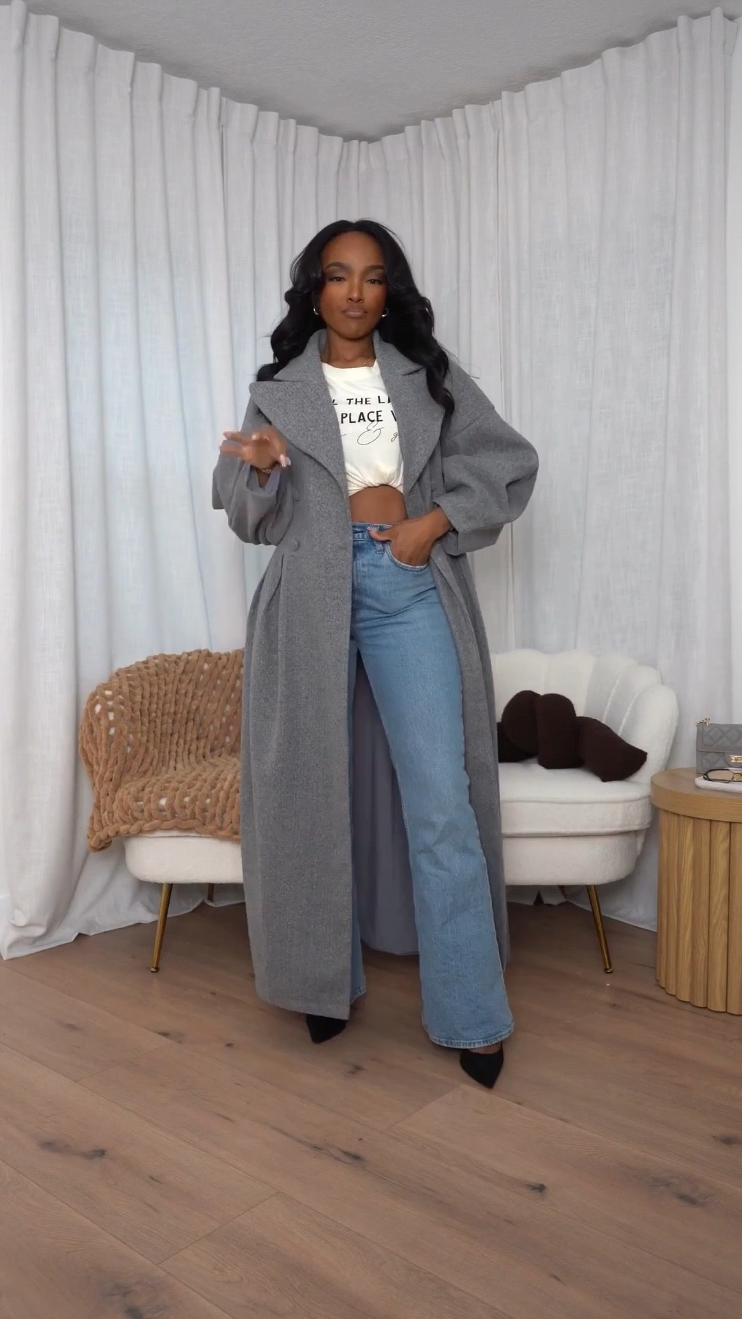 ✨ Effortlessly Cool Layers
A cozy longline coat instantly elevates a casual denim base, paired with a cropped tee and pointed-toe heels for that relaxed-but-put-together vibe. This look is the perfect blend of comfort and polish for everyday wear.

Perfect for running errands, casual coffee dates, travel days, and off-duty weekends.

📏 Sizing: Coat (Small) • Tee (Small) • Jeans (27 Long) • Heels (TTS) • Bag (One Size)  
Measurements: 5’4” · 138 lbs · 34D · 27” waist · 40” hips

Save this post for casual fall outfit ideas, layered coat outfits, everyday chic looks, and effortless street style inspiration.

Follow me on Instagram and YouTube @kirasfashionfinds

#LTKgrwm #LTKootd
