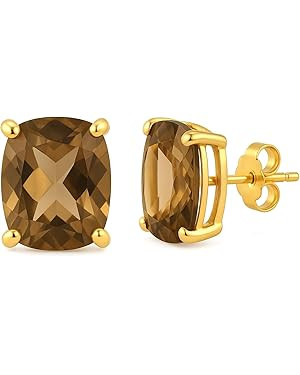 Women's 18K Gold Plated 8x10mm Princess Cut Gemstone Stud Earrings – Birthstone Jewelry for Her... | Amazon (US)