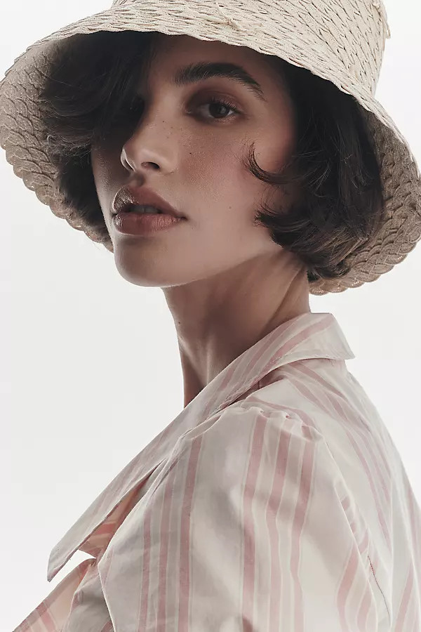 Rosie Straw Bow Bucket Hat | Anthropologie (US)