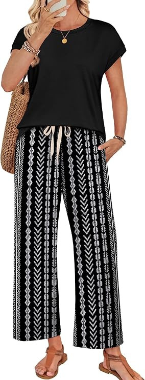 WIHOLL Two Piece Sets for Women Summer Spring Outfits Lounge Sets Beach Vacation Clothes Airport ... | Amazon (US)