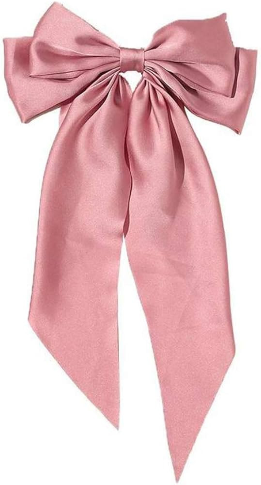 Ribbon Hairclip Vintage Satin Bow Bowknot Hairpin Women Hair Clip (Pink) 1 Count (Pack of 1) | Amazon (US)