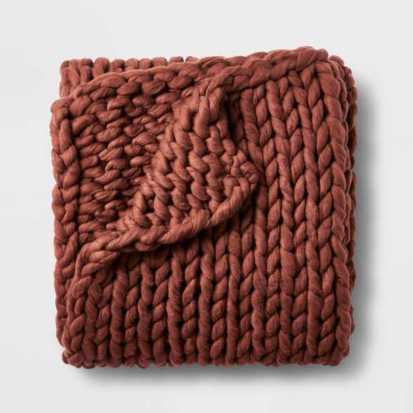 50" x 70" Oversized Chunky Hand Knit Decorative Bed Throw - Casaluna™ | Target