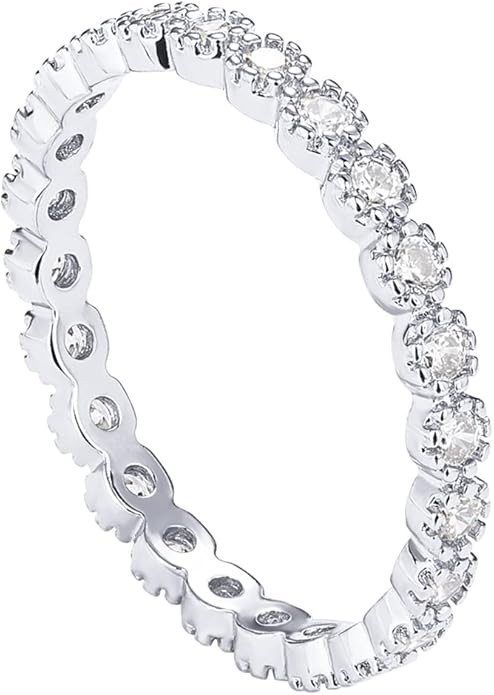 PAVOI 14K Gold Plated Rings Cubic Zirconia Band | Marquise Milgrain Eternity Bands | Gold Rings f... | Amazon (US)