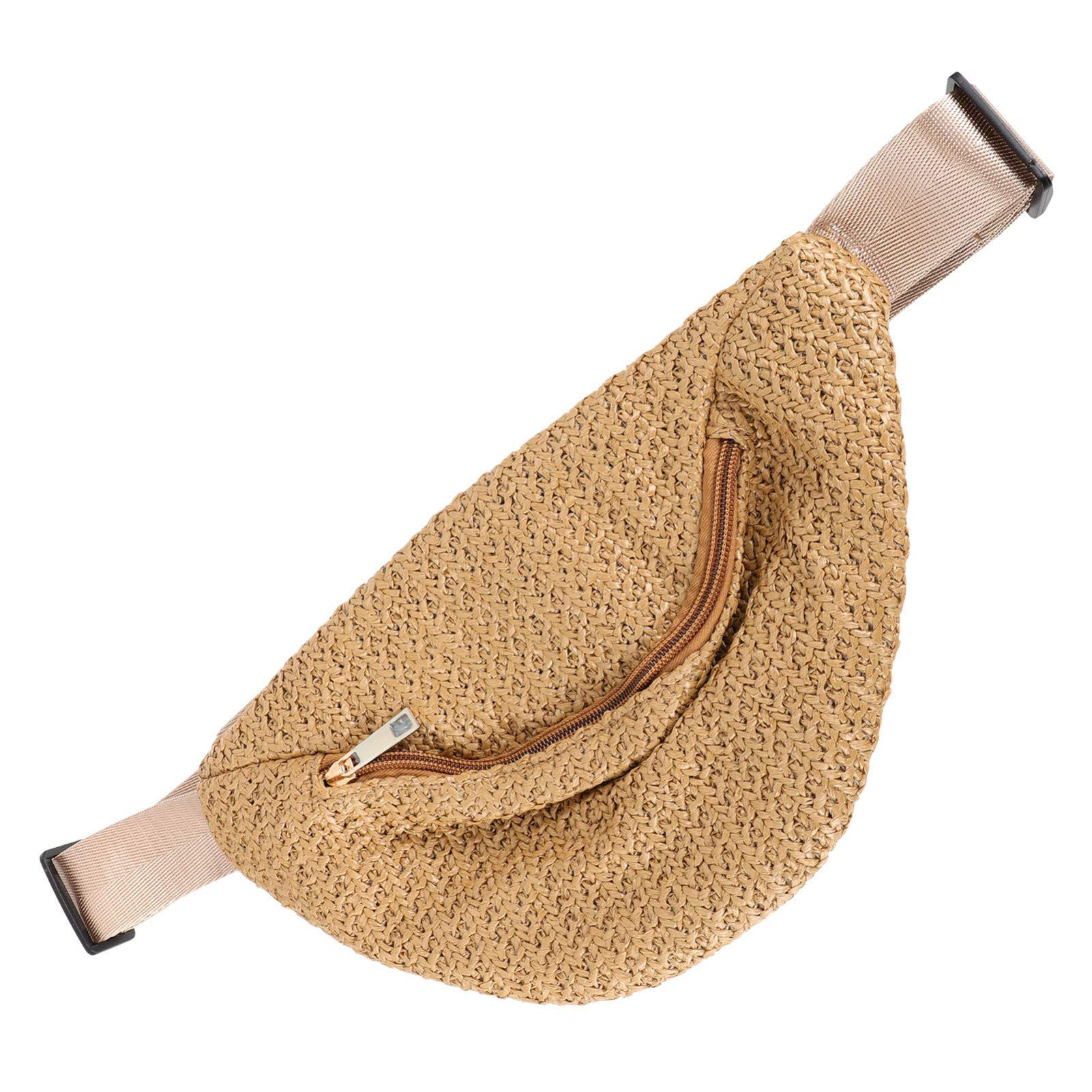PRETYZOOM Hip Bag - Chest Bag Cross-Body Pouch Imitation Straw Woven Waist Fanny Pack Dark Brown | Amazon (US)