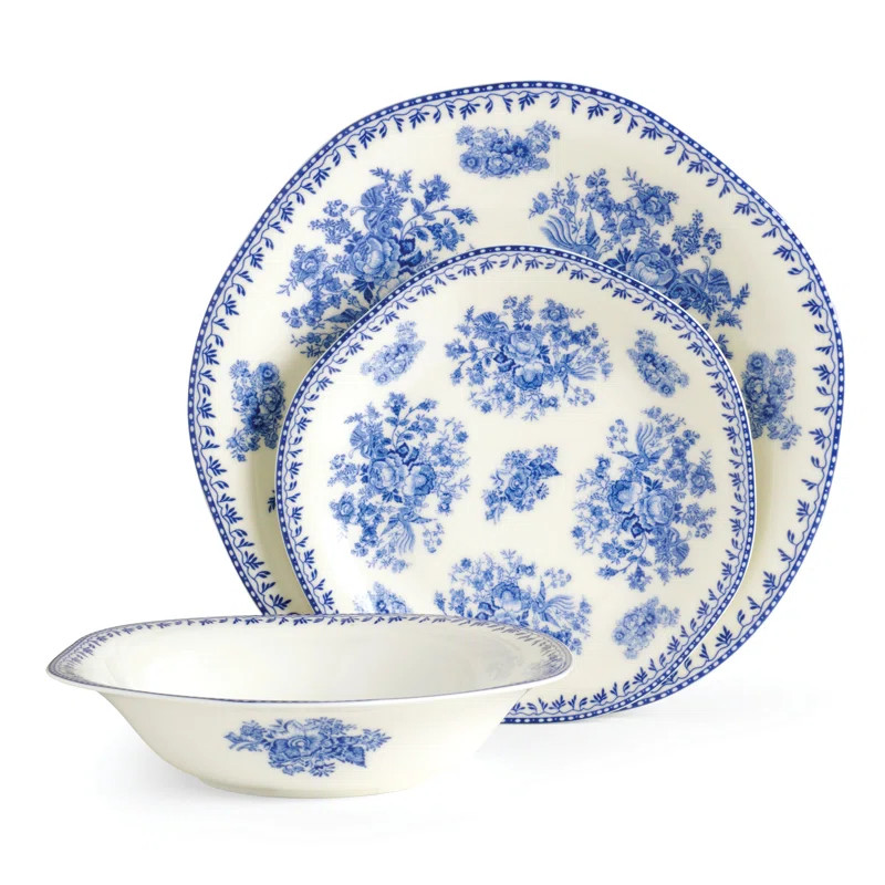 Trillia Garden Blue 12 Piece Dinnerware Set | Wayfair North America
