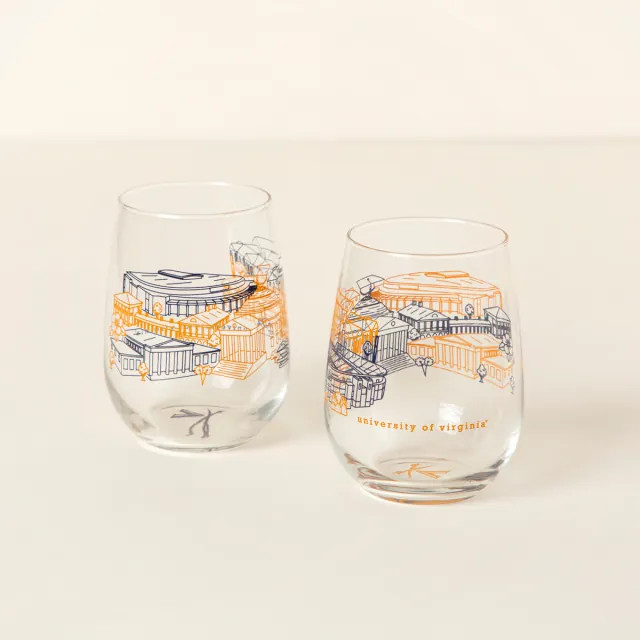College Cityscape Wine Glasses - Set of 2 | Alumni Gift | UncommonGoods