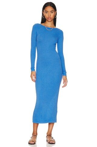 Enza Costa Knit Long Sleeve Scoopback Dress in Tranquil Blue from Revolve.com | Revolve Clothing (Global)