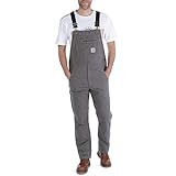 Carhartt mens Rugged Flex Relaxed Fit Canvas Bib (Big & Tall) Overalls, Gravel, 46W x 32L US | Amazon (US)