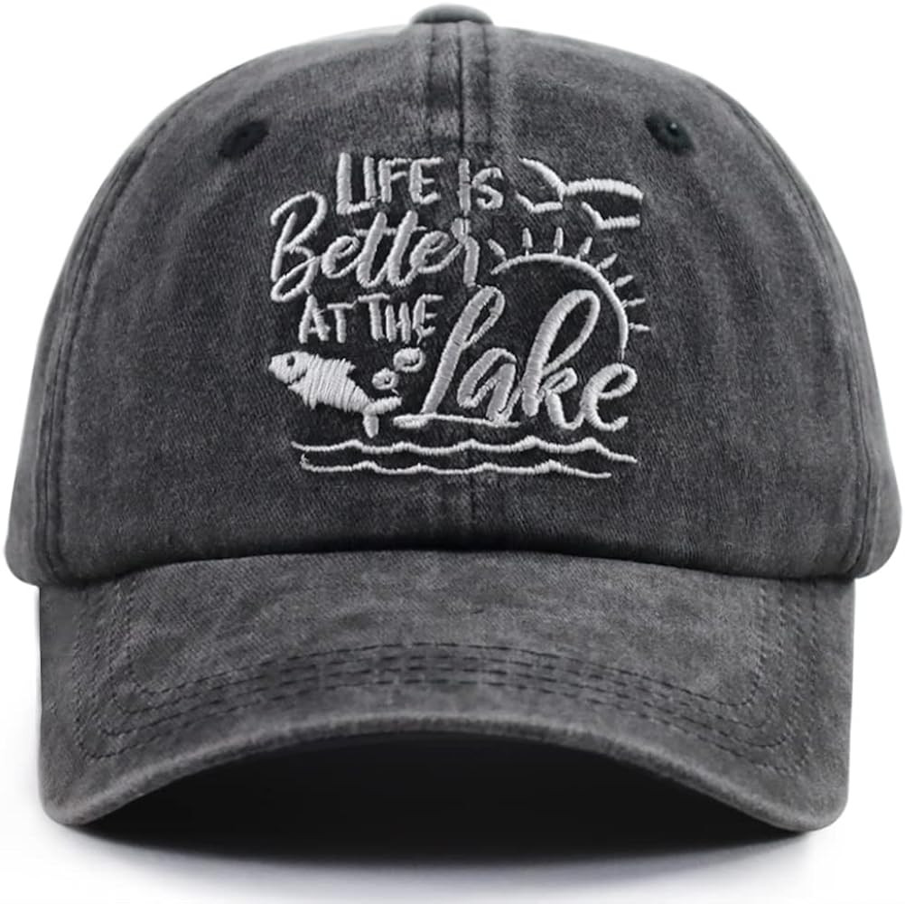 Life is Better at The Lake Hats, Funny Adjustable Embroidered Lake Life Decor Baseball Cap for Wo... | Amazon (US)