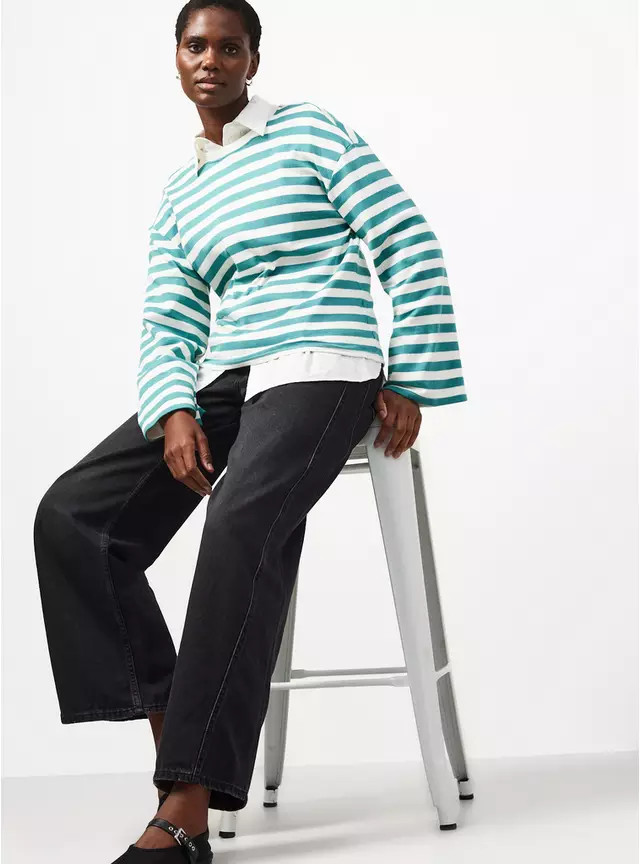 Buy Green Ultimate Stripe Long Sleeve Top XL | T-shirts | Tu | Tu Clothing