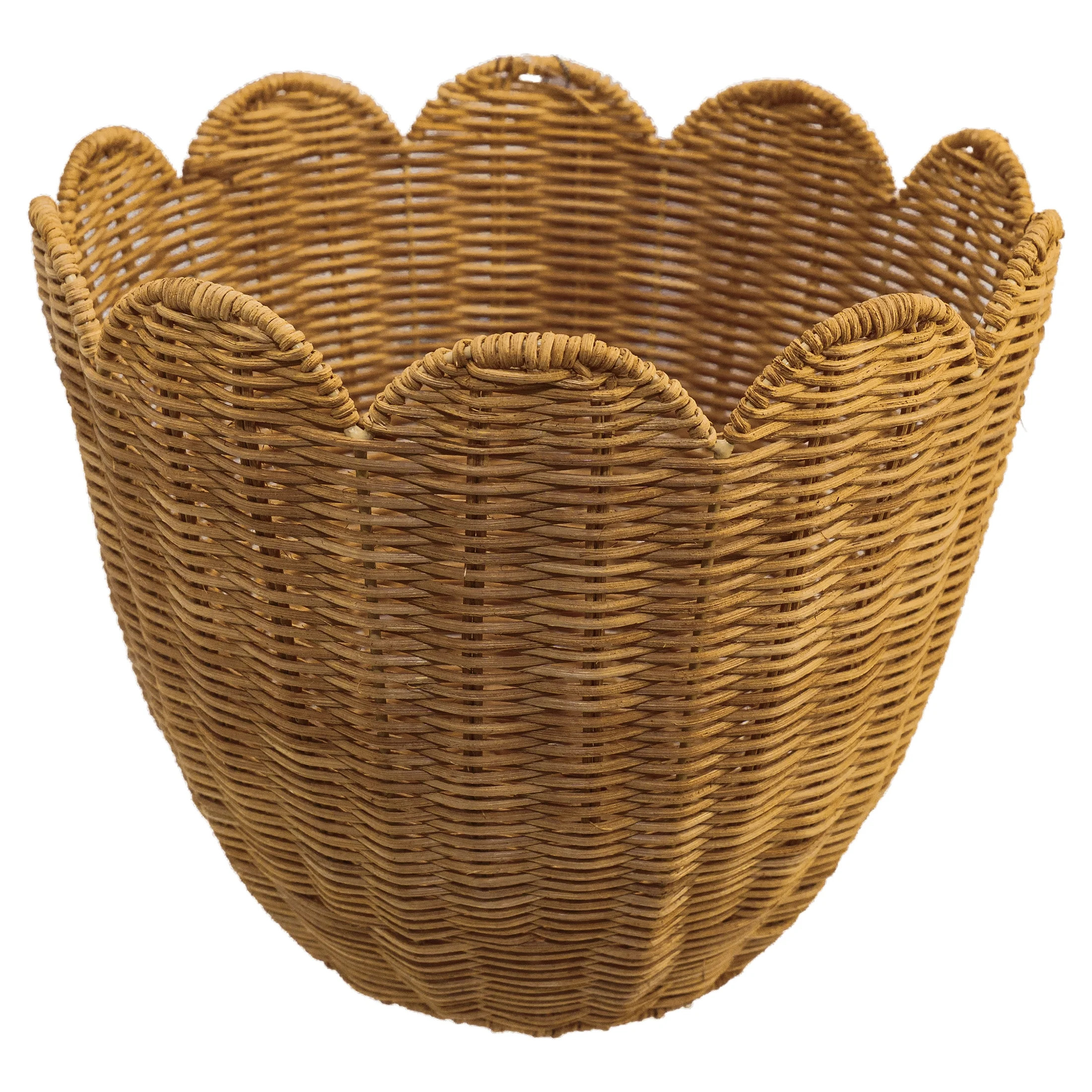 Scalloped Decorative Basket, Tan, 12" x 10", by My Texas House | Walmart (US)