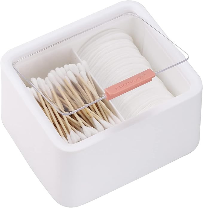 Tecbeauty 2 Slot Cotton Swab Ball Qtip Holder Jar Plastic Container Dispenser Box with Lid for Ba... | Amazon (US)