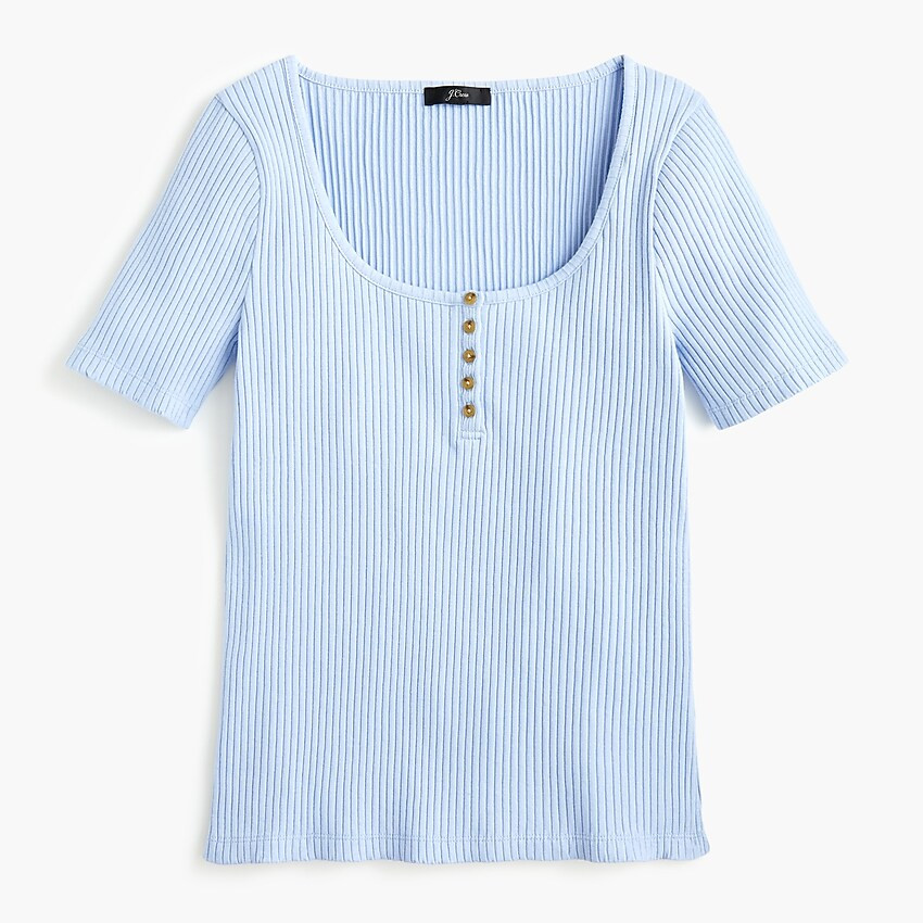 Scoopneck ribbed henley T-shirt | J. Crew US