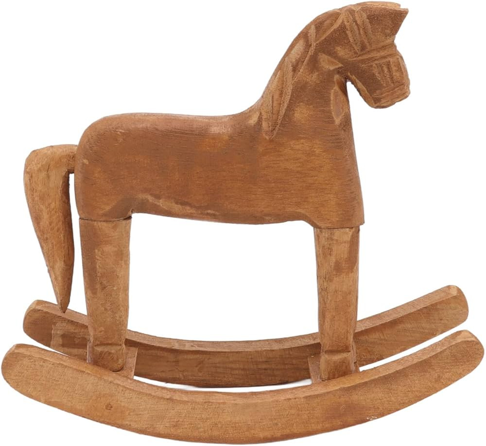 Wooden Rocking Horse Table Decoration, 16.6x19x6.4cm / 6.5x7.5x2.5in Vintage Wood Horse Sculpture... | Amazon (US)
