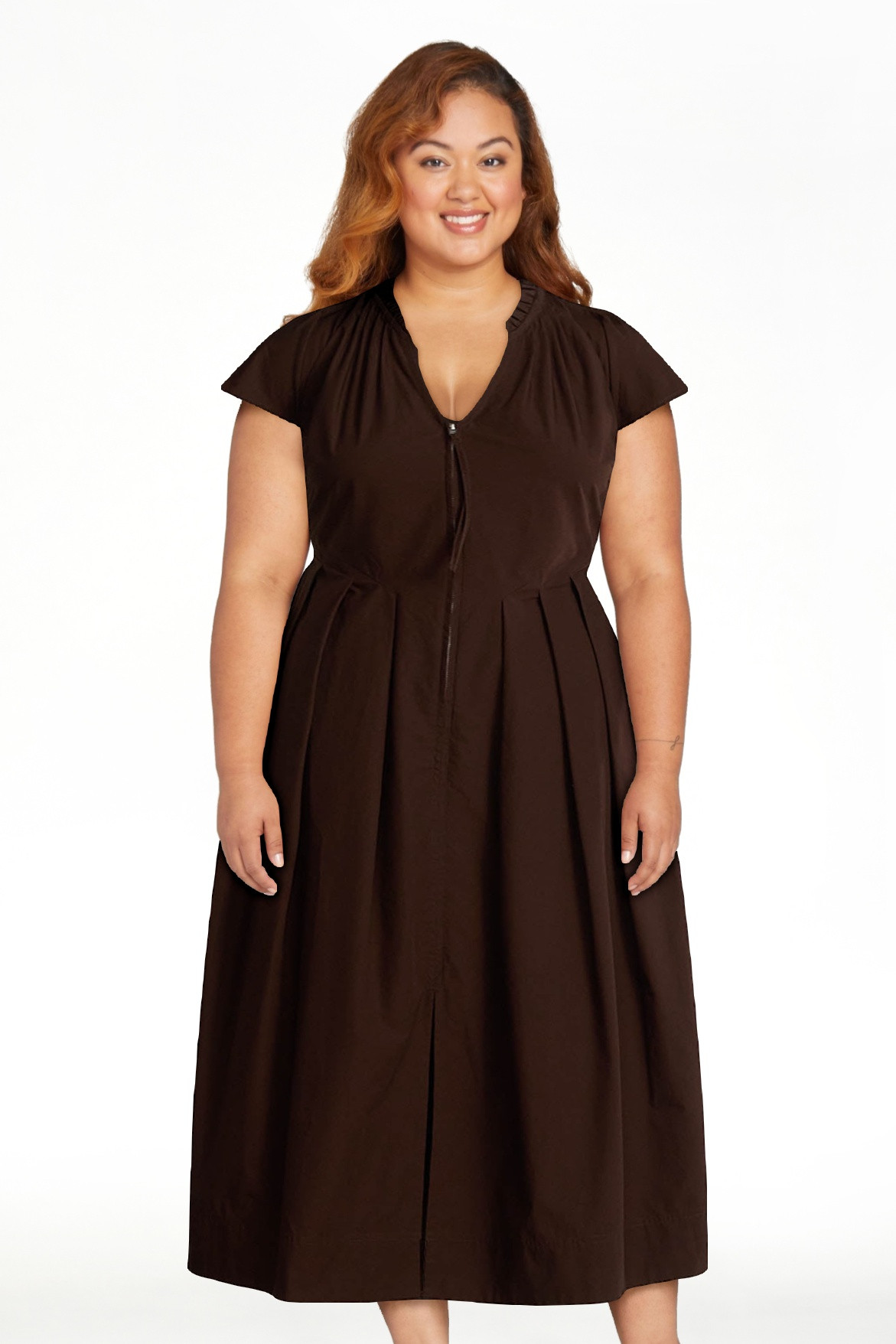 Free Assembly Women's and Women's Plus Zip Front Cotton Maxi Dress with Flutter Sleeves, Sizes XS... | Walmart (US)