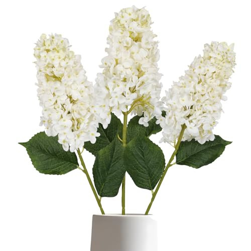 IPOPU White Hydrangea Artificial Flowers 3PCS Fake Hydrangeas 31.5” Long Stem White Flowers for Tall Vase Silk Hydrangeas for Wedding Bouquets for Bride Baby Shower Centerpieces | Amazon (US)