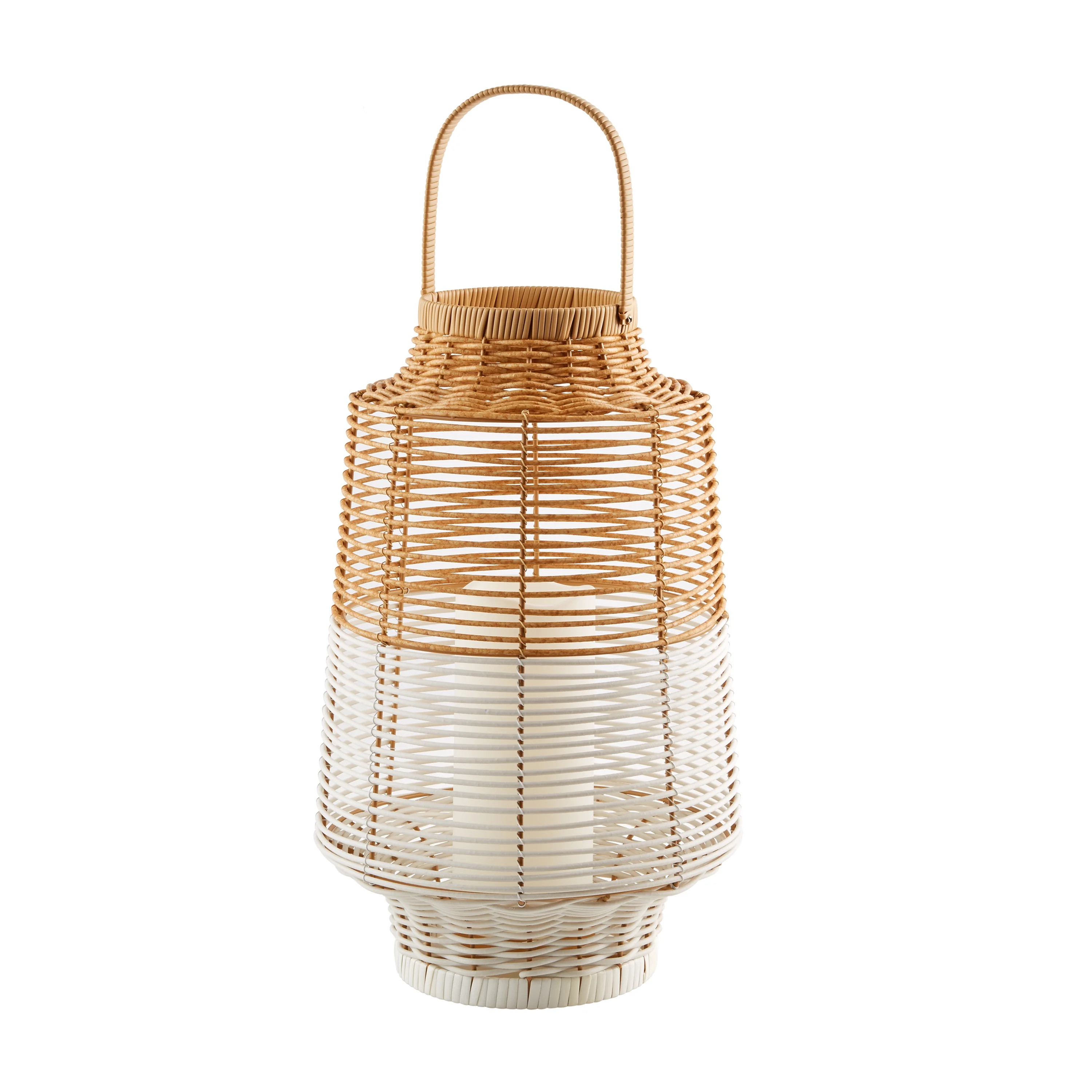 Better Homes & Gardens Decorative Natural & White Woven Battery Operated Outdoor Lantern With Rem... | Walmart (US)