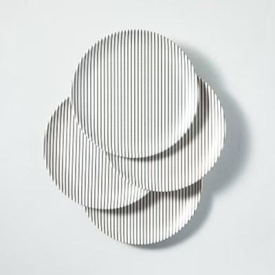 Ticking Stripe Bamboo-Melamine Dinner Plate Dark Gray/Cream - Hearth & Hand™ with Magnolia | Target
