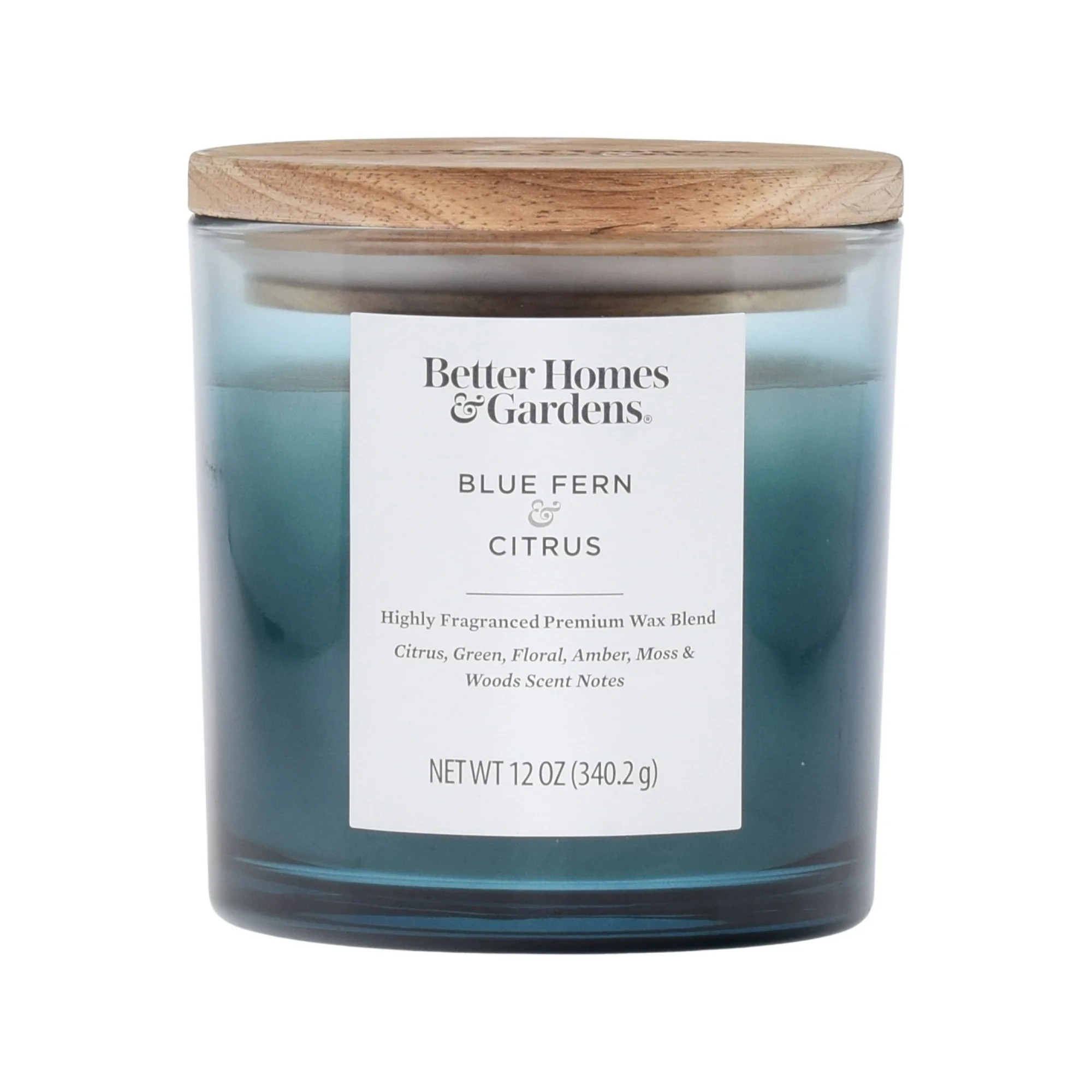 Better Homes & Gardens 12oz Blue Fern & Citrus Scented 2-Wick Ombre Jar Candle | Walmart (US)