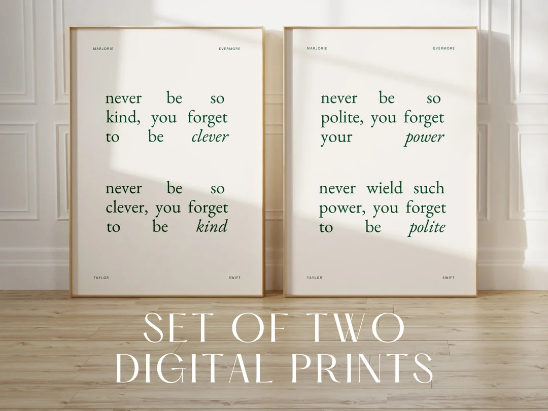 Marjorie Lyric Poster Set of 2 Green Digital Lyric Poster Girly Gift Fast Gift Minimalist Art - E... | Etsy (US)