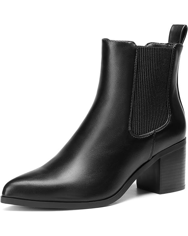 DREAM PAIRS Women's Retro Elastic Chelsea Ankle Boots Fashion Low Chunky Block Heel Pointed Toe F... | Amazon (US)
