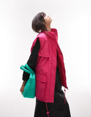 Topshop utility pocket gilet in pink | ASOS (Global)