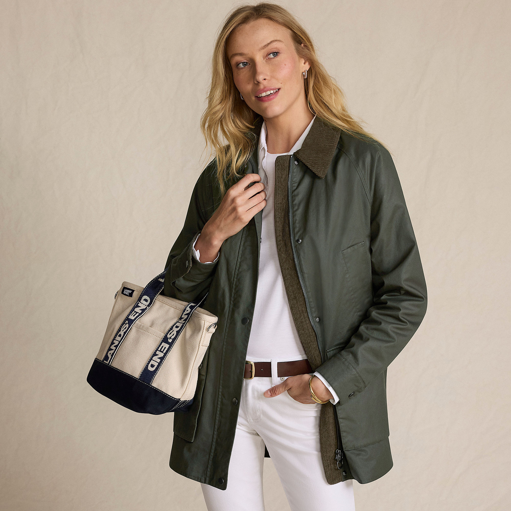 Women's Waxed Cotton Barn Coat | Lands' End (US)