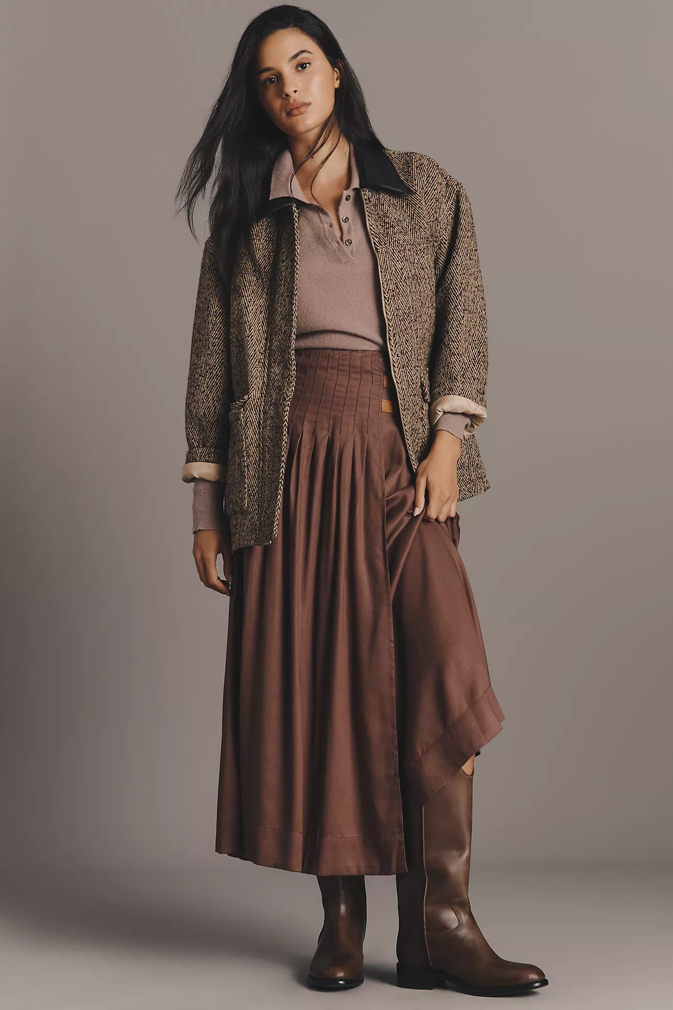 By Anthropologie Asymmetric Pleated Surplus Maxi Skirt | Anthropologie (US)