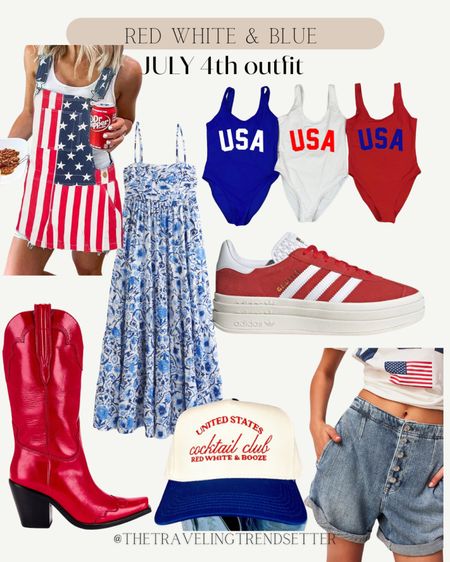 Red white and blue July 4th outfit - Memorial Day - Labor Day/ USA - swimsuits - adidas sneakers - hat - cowgirl boots Amazon 

#LTKFamily #LTKSeasonal #LTKFindsUnder50