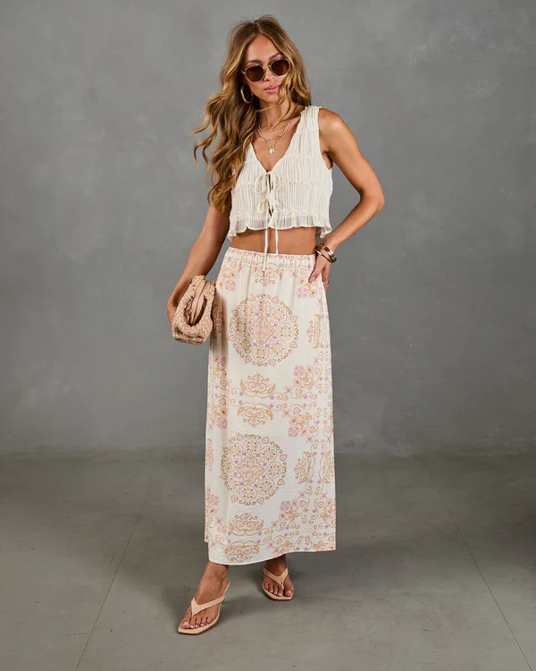 Hardin Abstract Mandala Print Maxi Skirt | VICI