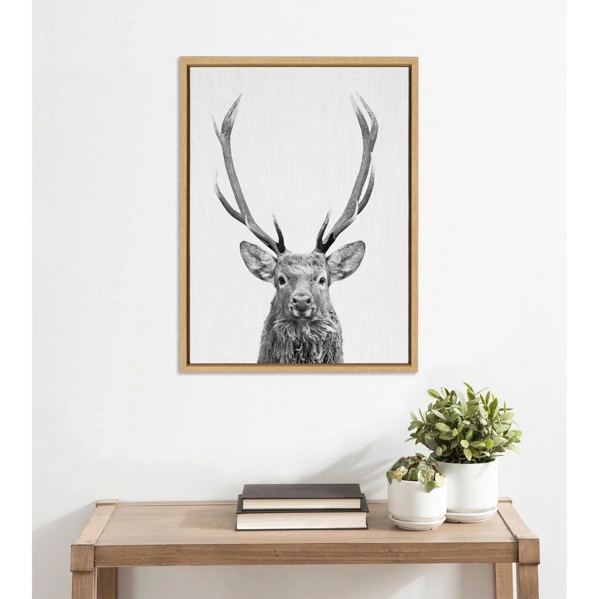 Kate and Laurel Sylvie The Red Deer BW Framed Canvas by Simon Te | Overstock