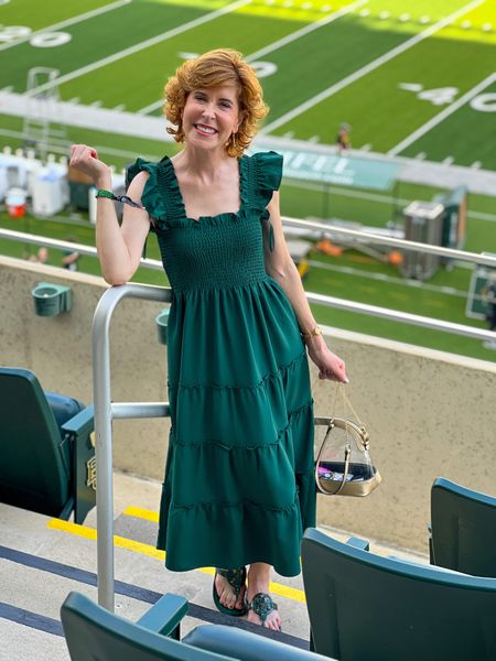 This easy crepe dress was perfect for game day on a hot September night in Texas! Click through to see all of the color and style options.

#LTKSeasonal #LTKstyletip