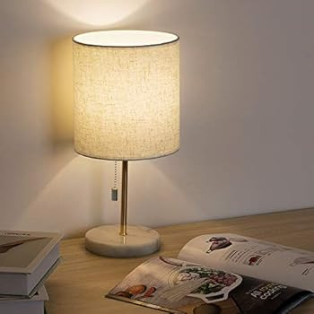 HAITRAL Bedside Table Lamp - Small Nightstand Lamp with Marble Base, Lamp for Bedroom, Office, Gi... | Amazon (US)