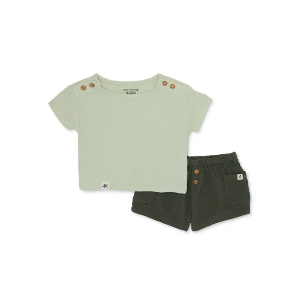 easy-peasy Baby Short Sleeve Tee and Shorts Outfit Set, 2-Piece, Sizes 0M-24M | Walmart (US)