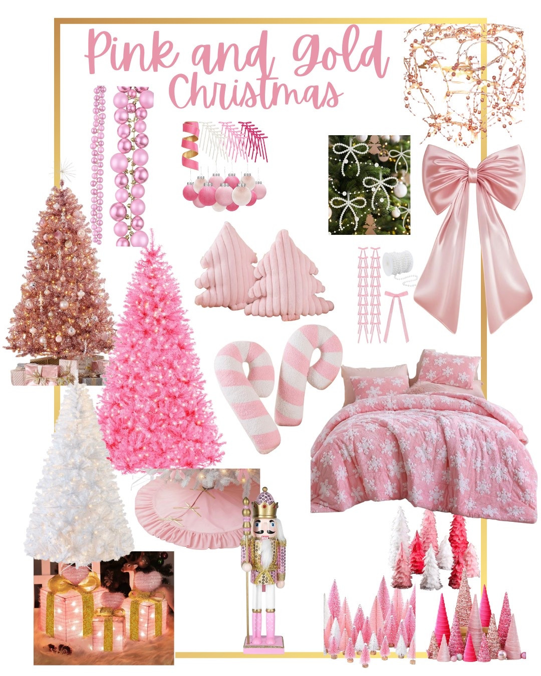 Pink and Gold Christmas Decorations 
Teen Girls Christmas Room 


#LTKHome #LTKHoliday #LTKSeasonal