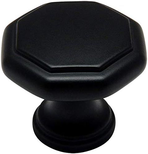 10 Pack - Cosmas 5181FB Flat Black Cabinet Hardware Octagon Knob - 1-1/4" Diameter | Amazon (US)