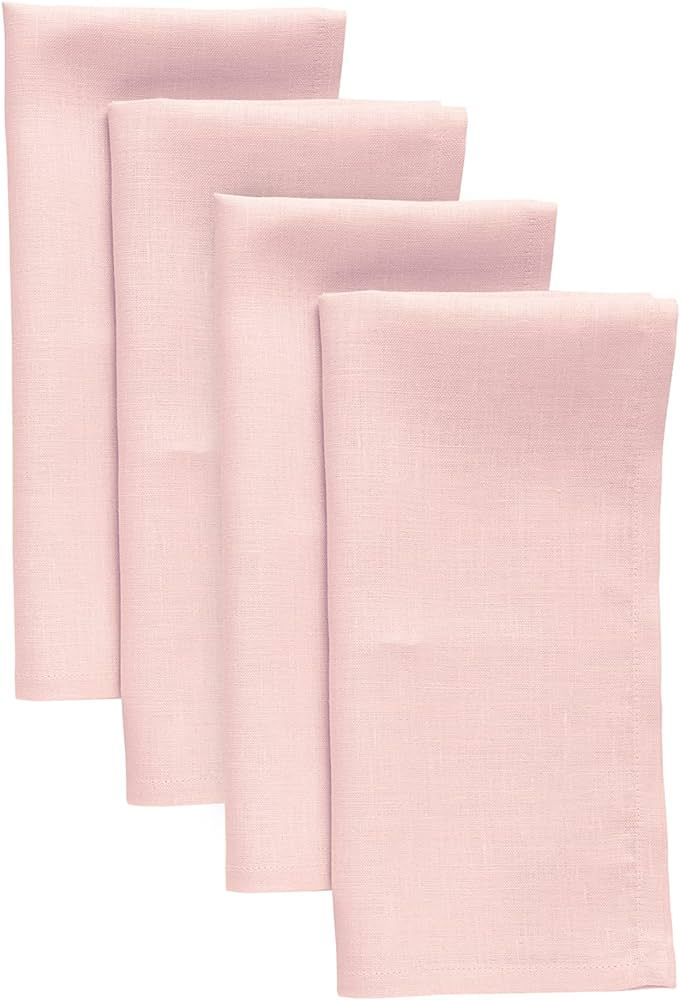 Solino Home Pink Linen Napkins Set of 4 – 100% Pure Linen Fabric Napkins 20 x 20 Inch – Machi... | Amazon (US)