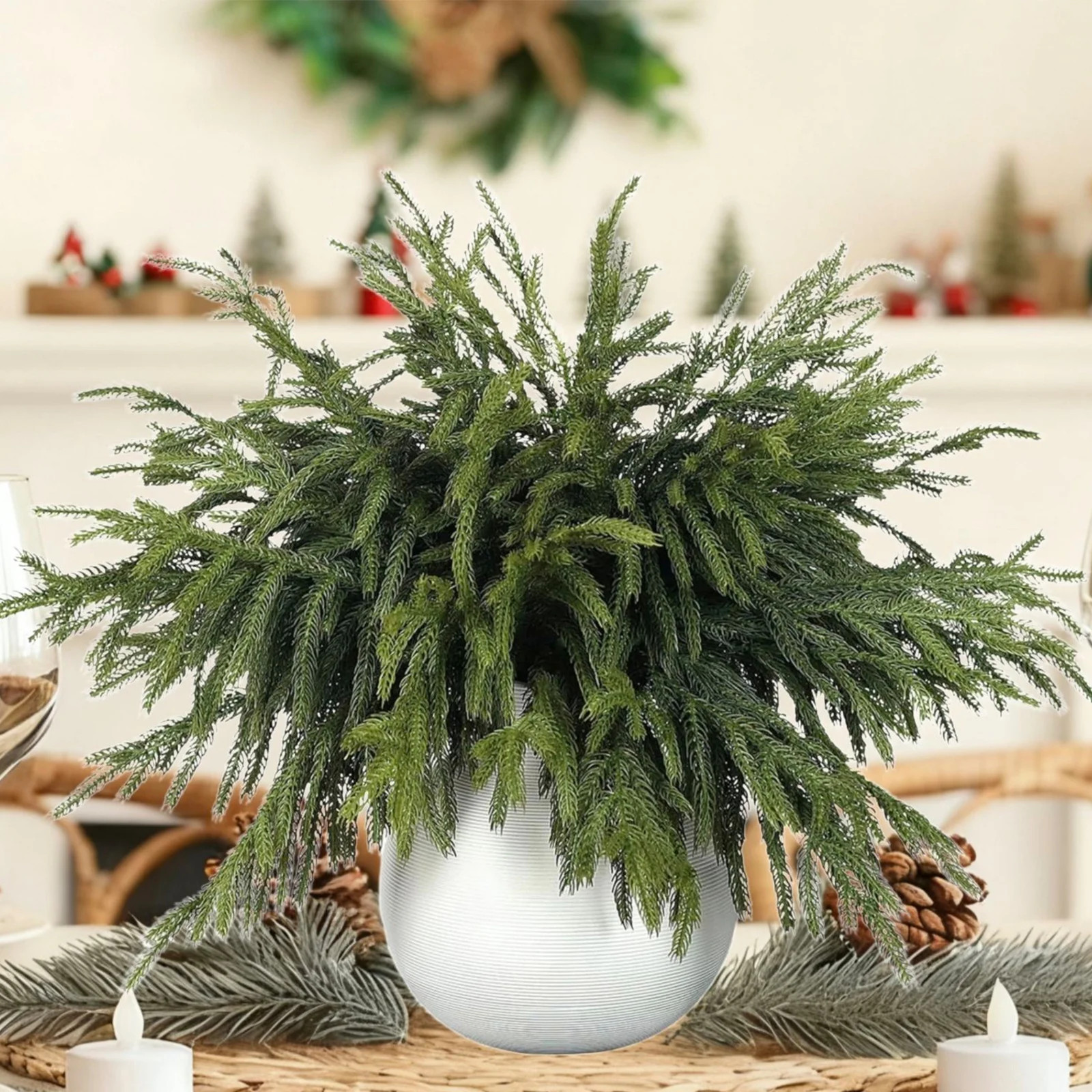 Scidweet Christmas Greenery Decorations, 16 Pcs Real Touch Artificial Norfolk Pine Branches, Faux... | Walmart (US)