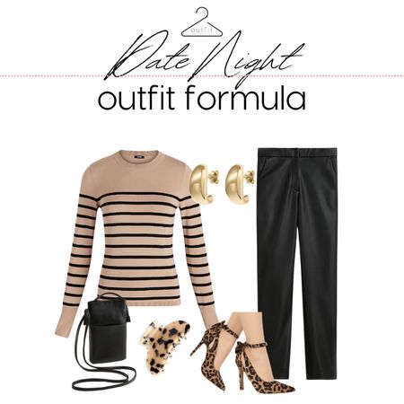 Date Night Glam 💋 Neutral Printed Sweater + Black Leather Pants + Leopard Shoes #datenight #outfitformulasofficial

#LTKunder100 #LTKshoecrush #LTKstyletip