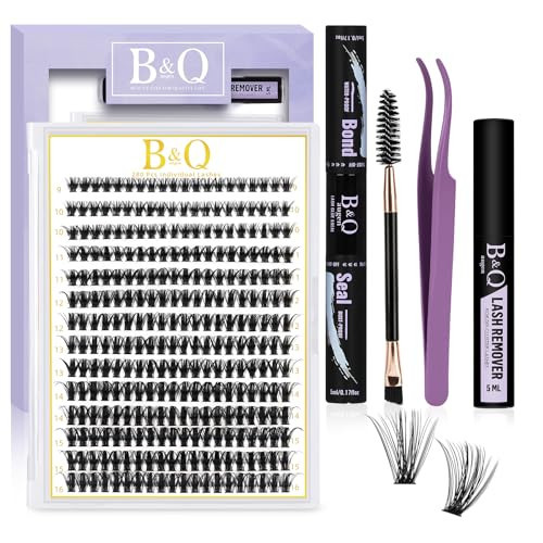B&Q Lash Clusters Kit 280PCS Eyelash Clusters Kit,50D C 9-16MIX Individual Lash Comfortable Eyelash Extension Set, Classic Look with Bond and Seal Waterproof, Remover DIY at Home(Set,50D-C) | Amazon (US)