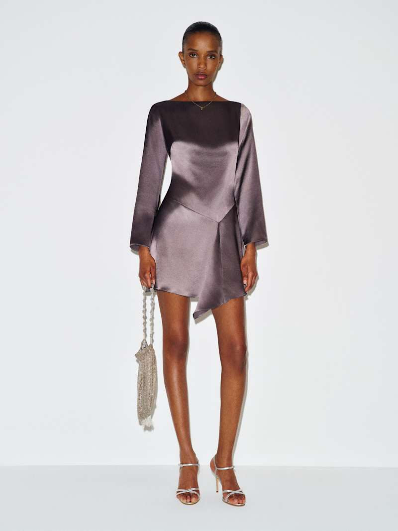 Reformation Kline Silk Dress Grey 0 | Reformation (Global)