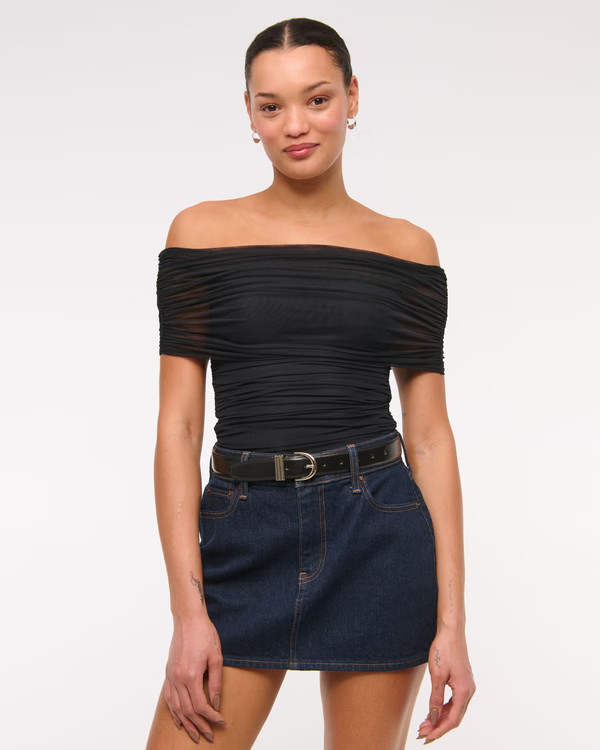 Mesh Foldover Bodysuit | Abercrombie & Fitch (US)